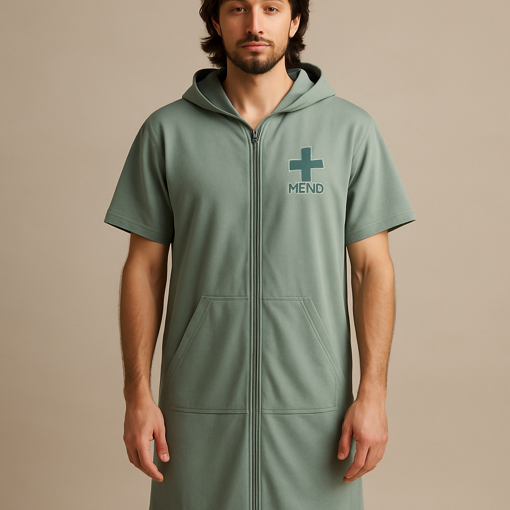 Comfort Wrap — Stylish Washable Hospital Gown, men's fit, sage color